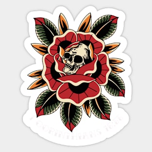 Skull with flower 1 Corinthians 15:55 Sticker